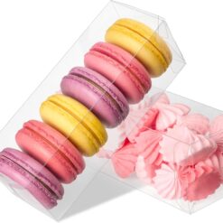 30 Pack Clear Favor Boxes for Treats, 2x2x6 Inch Plastic Rectangle Gift Boxes Transparent Macaron Box for Wedding, Baby Shower, Birthday, Retail
