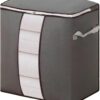 Clothes Storage Bags, Thick Non - Woven Reusable, Dust - Proof Large Capacity Multi - Function Clothes Storage Container for Quilt Blanket Bedding (Gray Vertical 50x48x28cm)