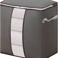 Clothes Storage Bags, Thick Non - Woven Reusable, Dust - Proof Large Capacity Multi - Function Clothes Storage Container for Quilt Blanket Bedding (Gray Vertical 50x48x28cm)
