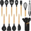 Silicone Cooking Utensils Set For Kitchen, Spoons Spatula Spatulas Accessories, Baking Heat Resistant Cookware De Home, Rubber New Apartment Decor, Plastic Nonstick Turner Tool (black)