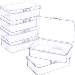 6 Pieces Mini Plastic Clear Beads Storage Containers Box for Collecting Small Items, Beads, Jewelry, Business Cards, Game Pieces, Crafts (3.27 x 2.13 x 1.02 Inch)