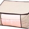 Non-woven Fabrics Storage Bag Foldable Beige Quilt Organizer Capacity Cloth Storage for Bedding Clothes More Practical Design