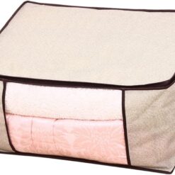 Non-woven Fabrics Storage Bag Foldable Beige Quilt Organizer Capacity Cloth Storage for Bedding Clothes More Practical Design