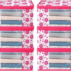 Presents Non Woven Floral print Saree Cover Storage Bags for Clothes pack of 6