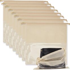 8 Pcs 17.8 x 17.8 Inches Non-woven Fabric Large Cloth Storage Pouches, Drawstring Travel Storage Bags, Dust Cover Pouch for Handbags Purses Shoes Boots