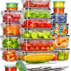 40 Piece Food Storage Containers with Lids(20 Containers & 20 Lids), BPA-Free Plastic Food Containers for Kitchen Storage and Organization, Leak Proof Meal Prep Container, Includes Labels & Pen