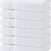 White Bath Towels 24x50 Inch, 6 Pack - Extra Absorbent Cotton Towel Set for Bathroom