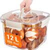 Bread Box for Kitchen Countertop, 12L/406floz Airtight Food Storage Containers with Lids, Flour Container for Homemade Sourdough Bread, Portable with Handle, Clear Plastic